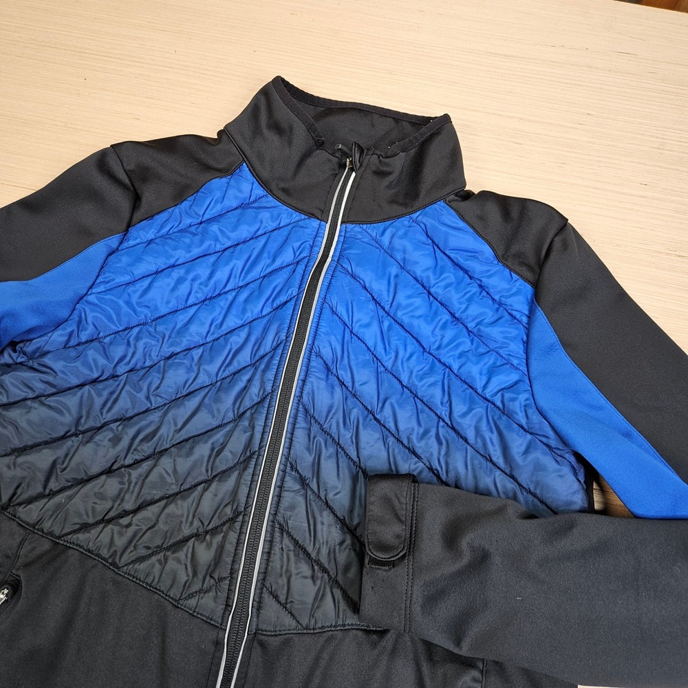 Crivit Jacket Mens M‎ Black Blue Hybrid Quilted Full Zip Athletic Running Top